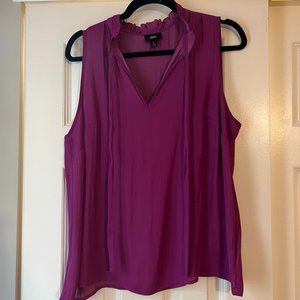 Magenta Ruffle Neck Sleeveless Top